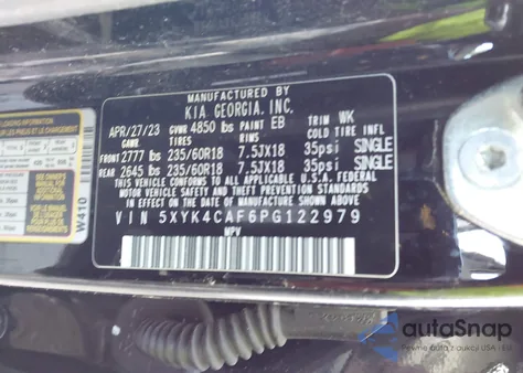 2023 Kia Sportage Sx z USA, uszkodzony, nr VIN 5XYK4CAF6PG122979